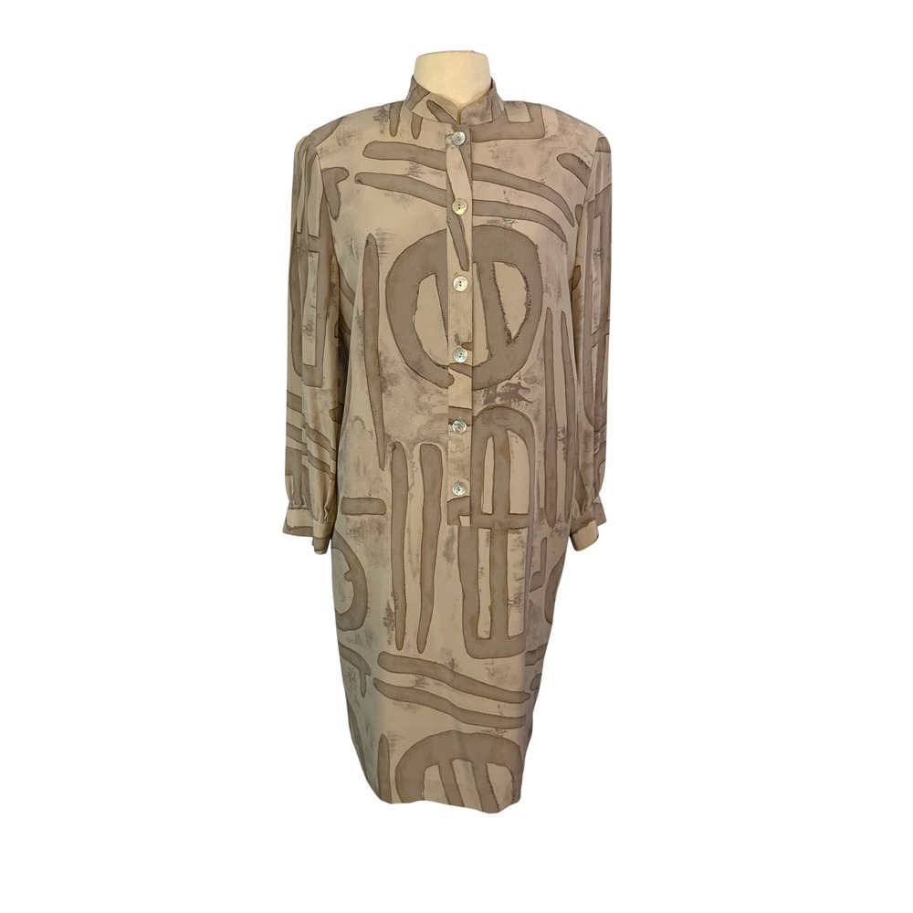 Anne Crimmins for UMI Collections Silk Abstract Print Sheath Dress,‎ 42 bust L